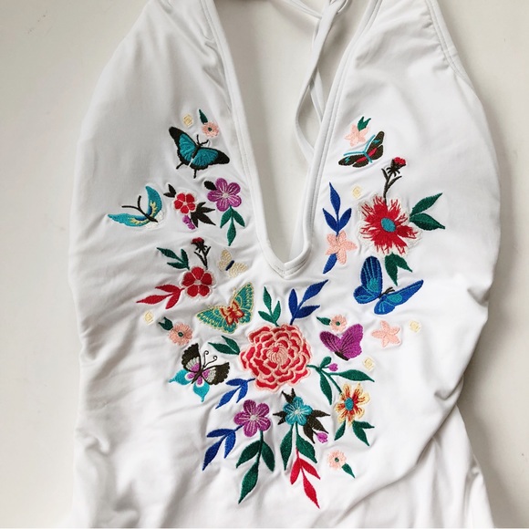 SOLD Johnny Was Mariposa One Piece Swimsuit NWT in White - Picture 4 of 13